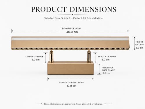 Image of FILLISKA Modern LED Picture /Dressing /Vanity /Bathroom /Mirror Light with 3 Step Light Mode & Adjustable Head (White,Warm White and Neutral White) (24 Watt Champagne Gold-9583)