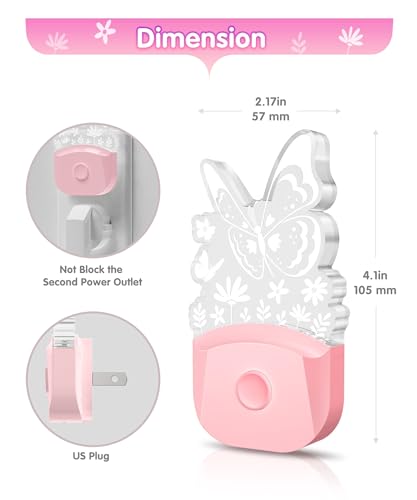 Image of L LOHAS LED Kids Night Light, Butterfly Night Light for Kids, Colored Mode