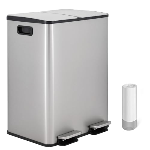 Recycling Bin, Double Bin, Anti-Fingerprint Stainless Steel, with...