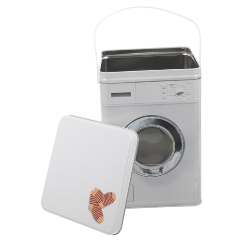 TEHAUX 洗濯粉収納箱 軽量携帯型 洗濯機形状デザイン 洗濯用洗剤ビーズケース ランドリーパウダー ケース おしゃれで滑らかなエッジ 灰色コンテナ