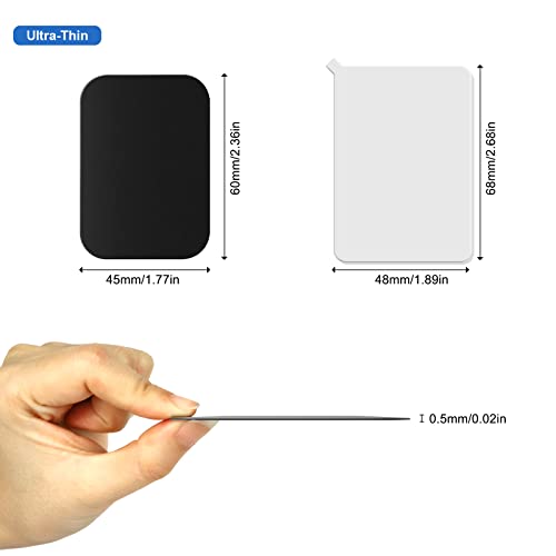 Rouclo 4 stuks metalen platen, metalen plaatjes, zelfklevende set met 3M-lijm voor magneet, mobiele telefoonhouder voor auto, zeer dunne metalen platen voor mobiele telefoon en tablet, zwart - Afbeelding 4