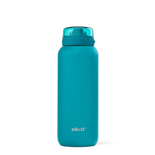 Image of Ello Cooper 32oz Stainless Steel Water Bottle with Straw and Carry Handle, Double Walled and Vacuum Insulated Metal, Leak Proof Locking Lid with Soft Silicone Spout, Reusable, BPA Free, Antigua