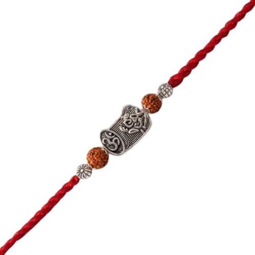 Image of I Jewels Thread Rakhi With Roli Chawal & Rakshabandhan Card for Brother /Bhai /Men /Bro