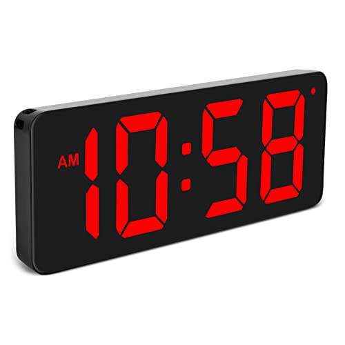 SZELAM LED Wall Clock Digital clock, Large Digital Wall Clock, Desk Clock,Large Number Display with Adapter,automatic light control, 12/24 H,(L) 215 x (W) 85 x (H) 20 mm for Home Gym Office School-Red