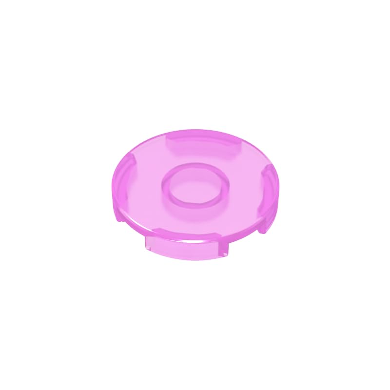Gobricks 14769 Circular Plate Tile Round 2x2 with Bottom Stud Holder 50 Pieces GDS-611 Compatible with Lego Building Blocks Color:Trans Dark Pink — image 1