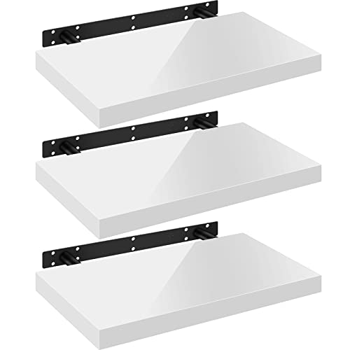 WOLTU Étagères Murales,Tablette Murale de Lot de 3, Étagère Flottante, Étagère à Livres, CD...