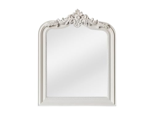 Vente-unique - Miroir trumeau avec moulures en Bois de Paulownia - L. 80 x H. 100 cm - Blanc Mat - Novara