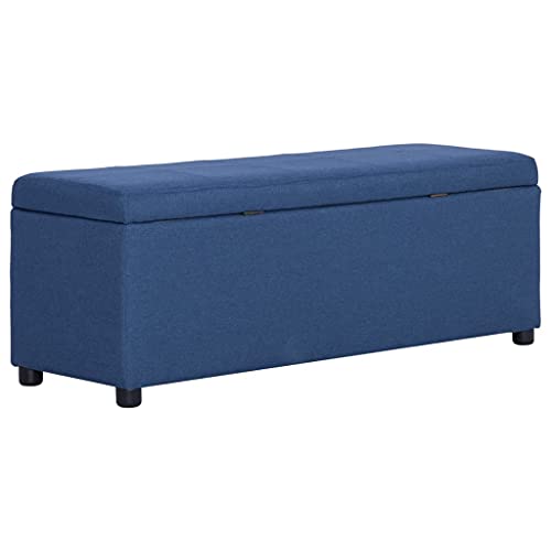 Banc avec compartiment de rangement en polyester rembourré bleu de finition supérieure - 5