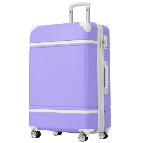 Lightweight Hard Shell 28 Inch Luggage with Spinner Wheel, Expandable Large Capacity Travel Suitcase with TSA Lock and Adjustable Telescoping Handle (Purple, 28-inch)