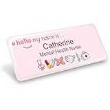 Badgemaster Hello My Name is Logo Pink Nursing Pattern Badge Premium Domed White White 76 x 32mm Doctor Student Nurse Clinical Practitioner Healthcare Assistant Medical Staff GP