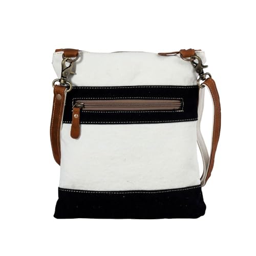 Myra Bag Crossbody Bag for Women - Western Upcycled Canvas & Leather Shoulder Handbag White3