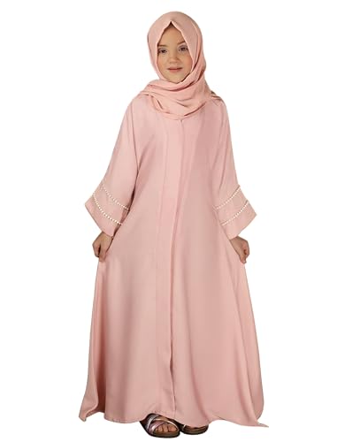 IDOPIP Muslim Dress for Girls Islamic Prayer Abaya Long Sleeve Cardigan Kaftan Robe Dresses with Hijab Ramadan Dubai Outfits