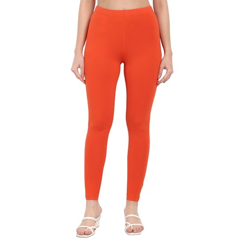 Image of ONE SKY Women Full Length Leggings | Cotton Modal Spandex Blend | High Waist Stretchable & Bio-Washed Fabric | Colour-Lock Technology | Comfortable Leggings for Women