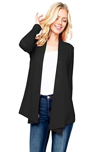 Image of Women's Drape Front Open Cardigan Long Sleeve (S-2X, Made in USA)