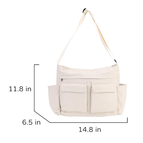 Lightweight Large Messenger Bag Laptop Tote Bag for School Cute Corduroy Crossbody Bag3
