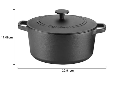 Image of Cuisinart CIPS650-25 Chef's Classic Pre-Seasoned Cast Iron 5 Round Casserole with Cover 5, 5 Qt, Black