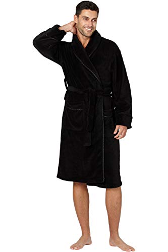 INTIMO Alexander Julian Mens Super Soft Cozy Plush Robe with Satin Trim