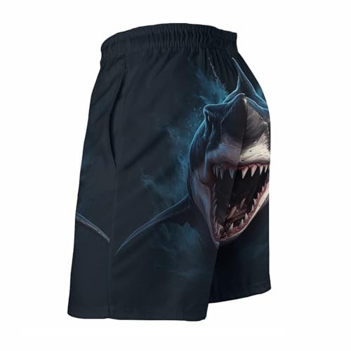 Men's Sharks Swim Trunks, Quick Dry Beach Board Shorts with Mesh Lining and Pockets4