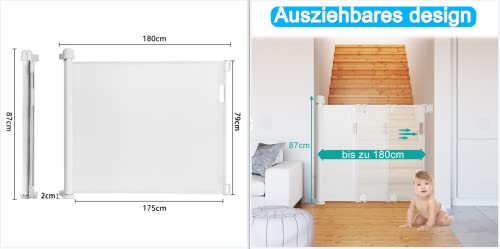 NAIZY Türschutzgitter Rollo 0-180cm Treppenschutzrollo Baby Treppenschutzgitter und Hund Türgitter Einziehbares Tür Ausziehbare… – Ansicht 2