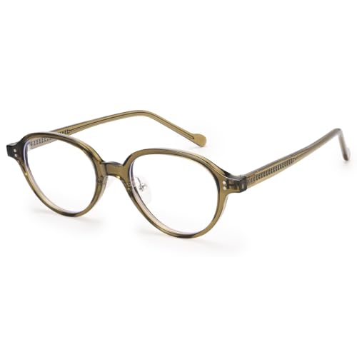 Image of Dollger Blue Light Blocking Glasses For Woman Men TR90 Retro Round Computer BlueLight Glasses Clear Lens Non-Prescription Olive Green
