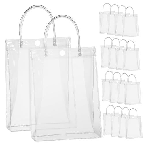 HIAKDOFT 20個ハンドル付き透明礼品袋 再利用可能 お菓子バッグ 結婚式用 パーティー用 バッグ