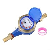 Contatore Acqua Secco Tipo DN15 con Connettore in Rame, Contatore Acqua Meccanico Digitale a Rotore per Acqua di Rubinetto, Rilevamento di Bassa Portata e Perdite, Misurazione di Precisione a 4 Punti