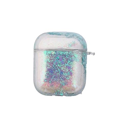 AirPods Case Glitter Cover Airpod 1 2 TPU Cover Sparkle Liquid Floating Quicksand Portable Shockproof Waterproof Protective Skin for Apple AirPods Earphones Earpods Earbuds Charging Case Light blue