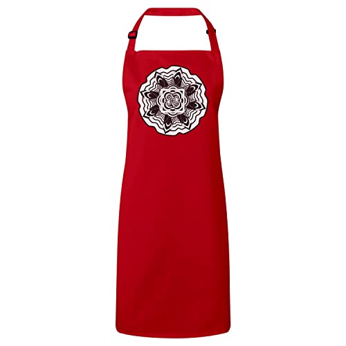 Tablier cuisine rouge mandala yoga inde noir et blanc coton