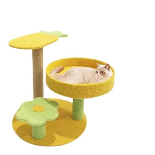 Rosoy 猫スクラッチボード、猫クライミングフレーム、猫の巣統合サイザル猫ツリーヴィラ、大型猫スクラッチボードおもちゃ、猫スクラッチポスト猫用品、猫ツリークライミングタワー、猫ハウス麻ロープスクラッチボード観察猫日光浴ペット用品省スペーススクラッチボード