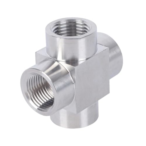 Conector cruz 4 vías HHHH de acero inoxidable 304 con rosca hembra BSPP 3/4 para tuberías 2