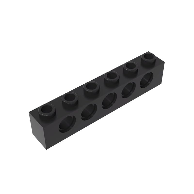 Gobricks 3894 Technology Brick Technic Brick 1x6 [5 Holes] 50 Pieces GDS-626 Compatible with Lego Building Blocks Color:Black