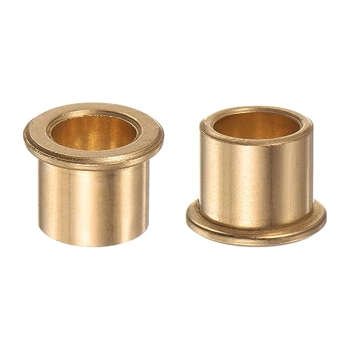 HARFINGTON 2pcs Flange Bearing Sleeve 12mm Bore 16mm OD 15mm Length 2mm Flange Thickness Bronze Bushing Self Lubricating Bushings Sleeve for Industrial Equipment