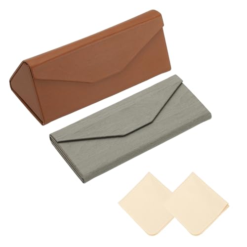 Image of PATIKIL Foldable Glasses Case, Triangle Magnetic Sunglasses Organizer Case PU Leather Eyeglass Case with Cloth for Glasses