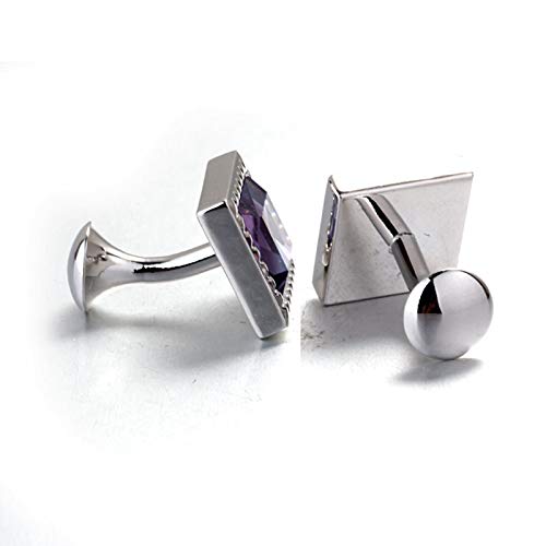Mancuernillas Daesar Crystal Plateadas y Moradas miniatura 3