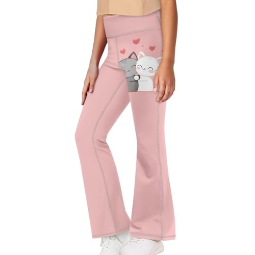 Girls Yoga Pants with Cute Animal Graphic Wide Leg High Waisted Flare Pants 5-14 Y2