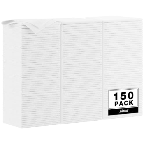 Image of AIDEA Microfiber Cleaning Cloth White 150PK, Microfiber Towels for Cars, Premium Car Cloth, Dusting Cloths Lint Free Cleaning Rags for SUVs, House, Kitchen, Window, Workshops,12x12 inch
