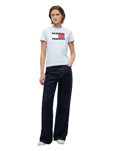 Image of Tommy Jeans Women's Graphic Tee with Printed Flag Logo Detail