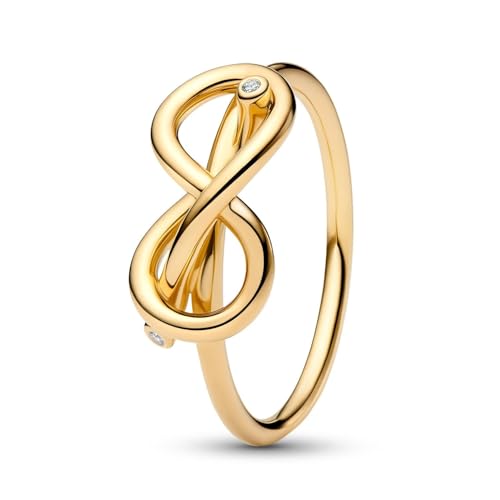 PANDORA Anello da donna con nodo infinito, oro 163759C01, 54/17,2, Argento sterling, Zirconia cubica