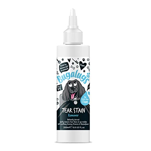 BUGALUGS Tear Stain Remover For Dogs Cats & Pets Eyes. Dog Eye Cleaner Eyewash Gently Removes Eye Residue & Prevents Stains. 100% Naturally Derived Vegan Formula Made in UK
