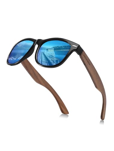 GREENTREEN Lunettes de Soleil Polarisées en Bois pour Hommes et Femmes: Protection UV400 et Anti-éblouissement Cadre PC Léger et Lentilles TAC - Idéales pour Conduire Randonnée Pêche Plage et Voyage