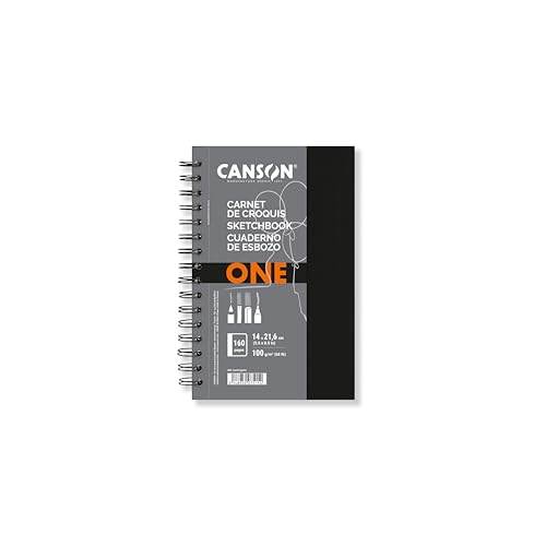 CANSON One - Carnet de croquis spiralé 160 pages - 14 x 21.6 cm - 100g/m²