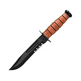 KA-BAR KB1218 USMC PART SERRATED W/LEATHER SHEATH