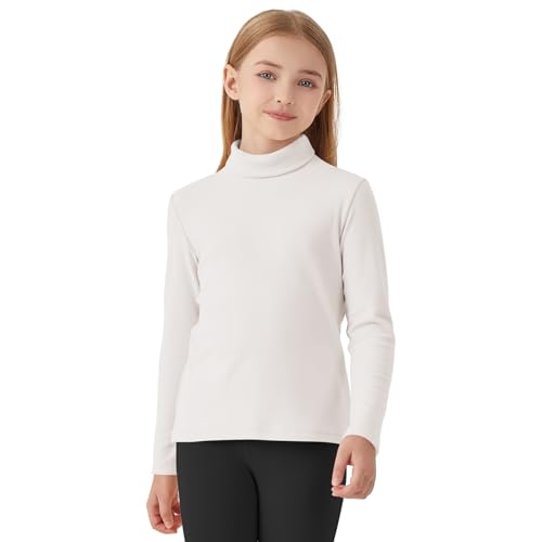 Image of Dreammonkey Girls Long Sleeve Turtleneck T-Shirt Kids Basic High Neck Casual Tee Tops | Size 4-13
