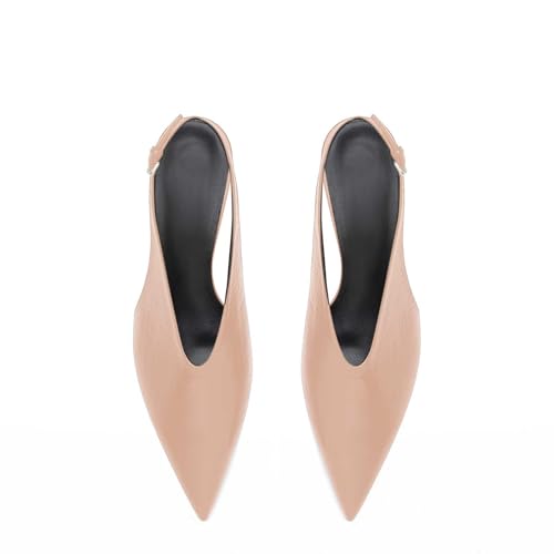 Women Slingback Heels,1.5 Inch Low Heel Pump Shoes Ladies Dress Shoes Pointy Toe Buckle Strap Kitten Heels for Evening Parties Size 5-12 US4