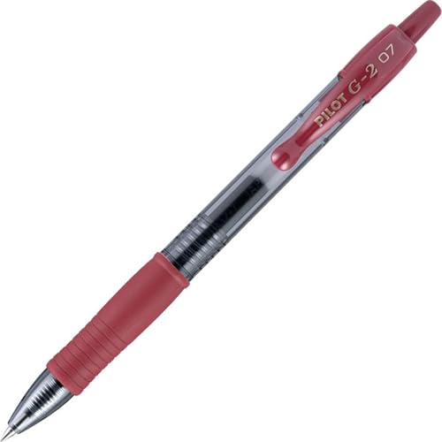 Bolígrafo gel retractil fino Pilot G2 Burgundy x24