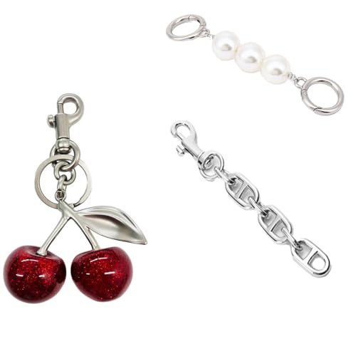 Image of Spenlly Cherry Bag Charm, Cherry Keychain Hanging Purse Charm Decoration Cute Pendant for Women
