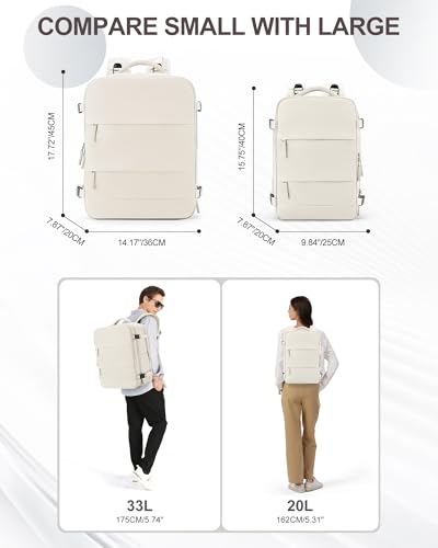 Image of coowoz Large Travel Backpack Carry On for Women Man Gym Backpacks with Laptop Compartment Mochila de Viaje Teacher Personal Item Backpack Rucksack Airplane Accessories Must Haves Beige