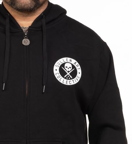 Sullen Men's Classic Badge of Honor Tattoo Lifestyle Graphic Long Sleeve Zip Up Hooded Fleece Sweatshirt Black2