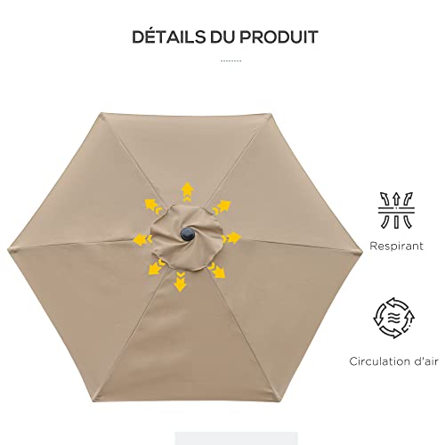 Parasol hexagonal Outsunny en polyester haute densité et mât robuste - 5