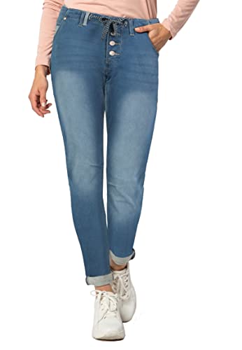Eight2Nine Damen Sweat Denim-Optik Hose im Boyfriend Style Blue L Cover